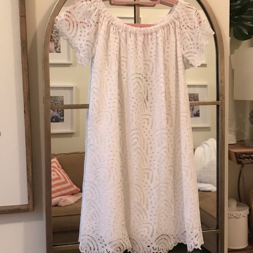 Lilly Pulitzer lace dress off shoulder, size 0